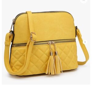 NWT Quilted Tassel Crossbody Bag In Yellow